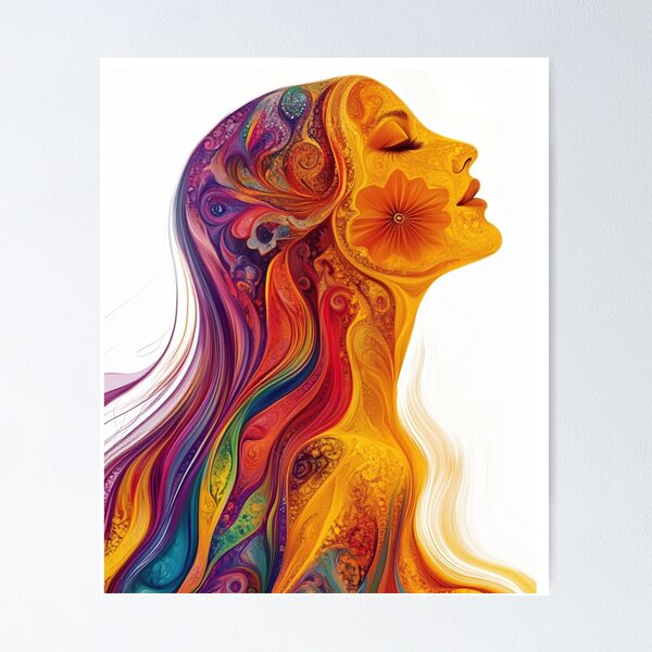 Item preview, portrait of a hippie woman designed and sold by Elite Print Studio.