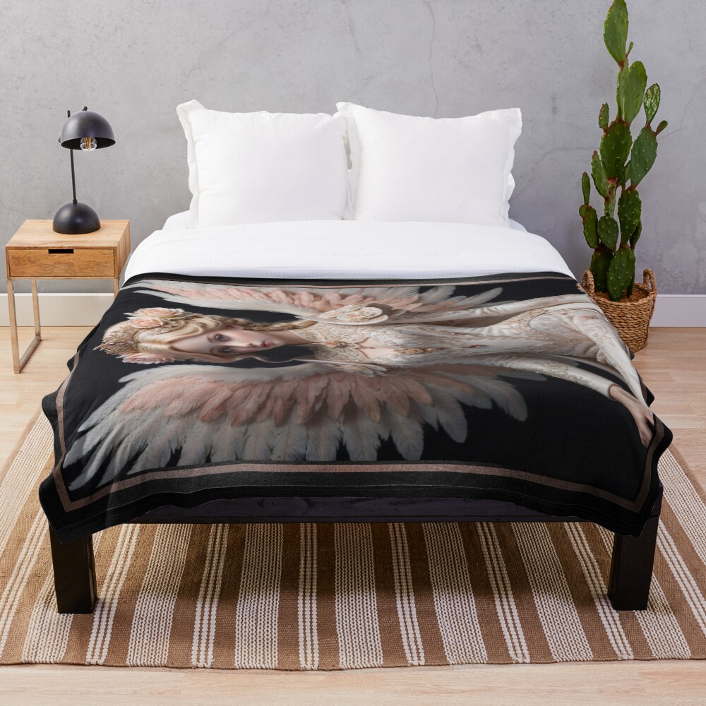 A Beautiful Angelic Vision Of The Adorable Elora Florentine Enchanting AI Concept Art by Xzendor7 Decorative Art Print Throw Blanket