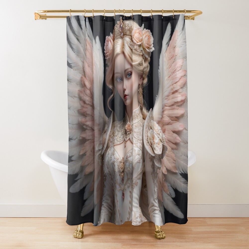 A Beautiful Angelic Vision Of The Adorable Elora Florentine Enchanting AI Concept Art by Xzendor7 Decorative Art Print Shower Curtain