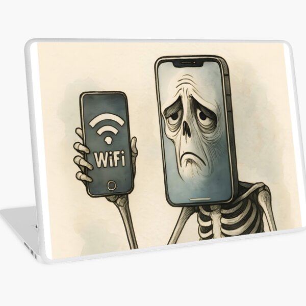 Item preview, Squelette Wi-Fi – Brainrot Aquarelle Lineart designed and sold by EmeraldeaArt.
