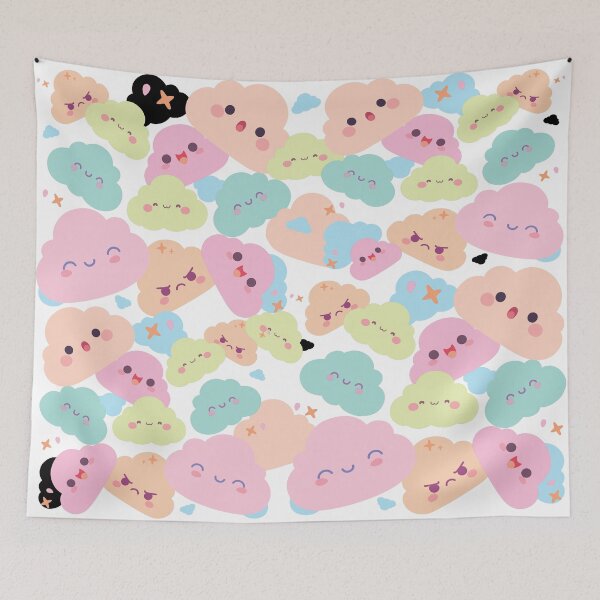 Item preview, Happy Pastel Clouds – Kawaii Sky Pattern designed and sold by ForcePrint.