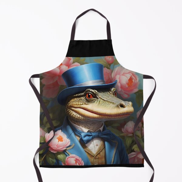 Item preview, d Croco – Vintage Anthropomorphic Crocodile Gentleman with Peonies designed and sold by EmeraldeaArt.