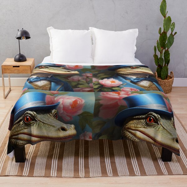 Item preview, d Croco – Vintage Anthropomorphic Crocodile Gentleman with Peonies designed and sold by EmeraldeaArt.