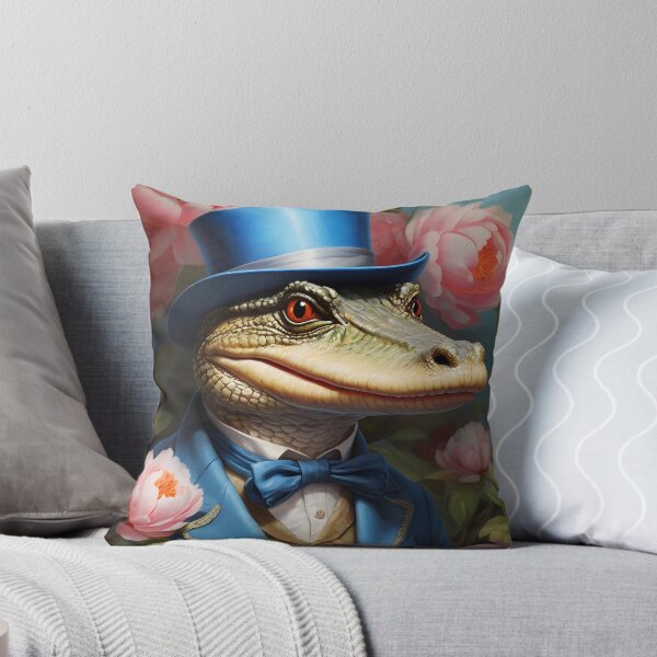 Item preview, d Croco – Vintage Anthropomorphic Crocodile Gentleman with Peonies designed and sold by EmeraldeaArt.