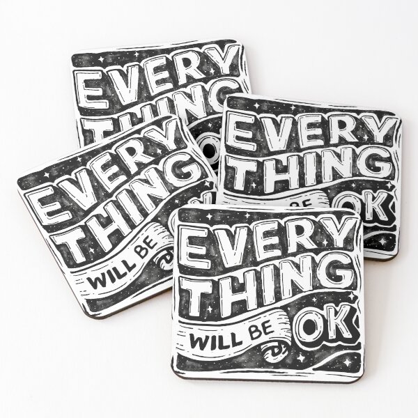 Item preview, Everything Will Be OK – Uplifting Minimalist Quote Poster for Positive Vibes designed and sold by Steff & Co.