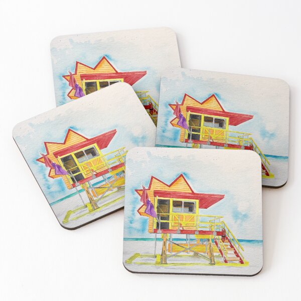 Item preview, Watercolor South Beach Lifeguard Stand 3 designed and sold by Julie Lyle.