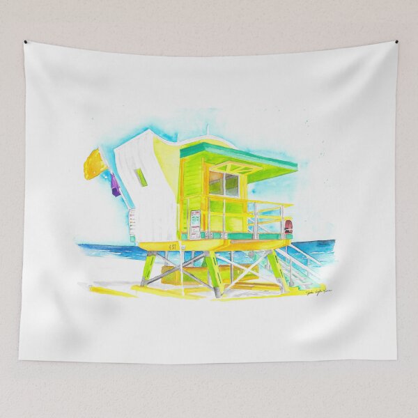 Item preview, Watercolor South Beach Lifeguard Stand 1 - Lime Green designed and sold by Julie Lyle.