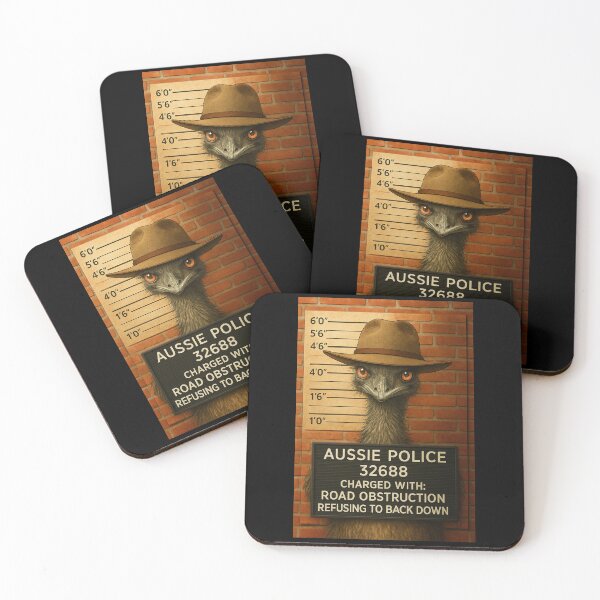 Item preview, Emu Mugshot – Funny Outback Offender Australian Wildlife Art designed and sold by Michael van der Hoorn.