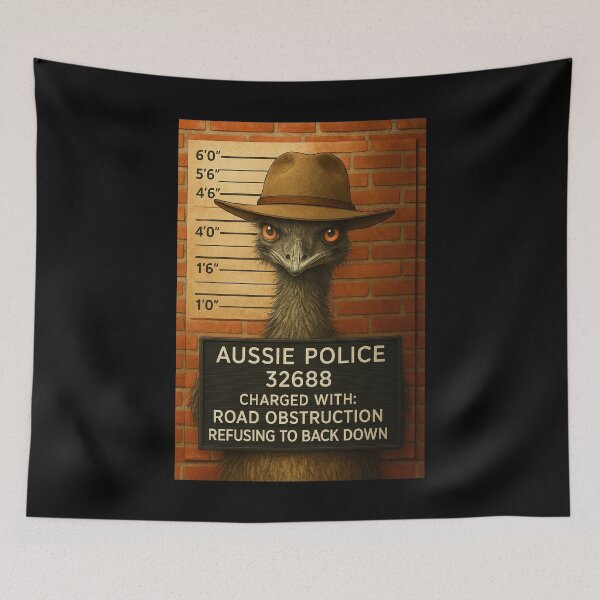 Item preview, Emu Mugshot – Funny Outback Offender Australian Wildlife Art designed and sold by Michael van der Hoorn.