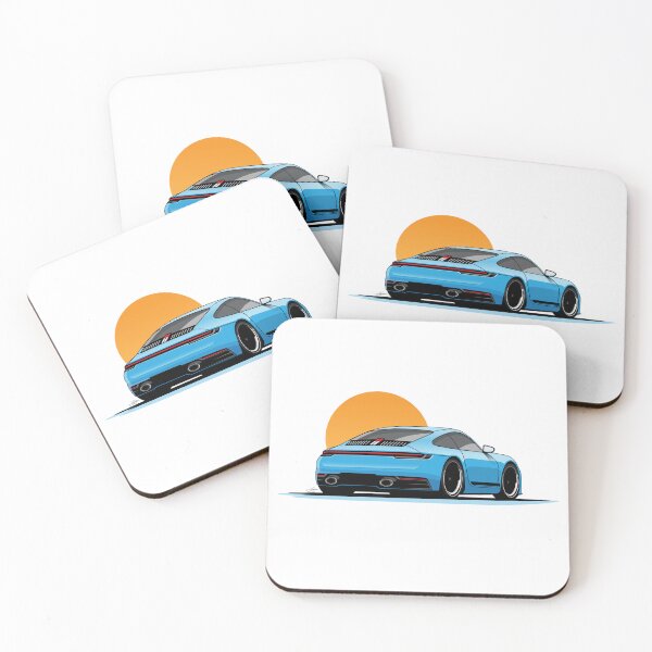 Item preview, Porsche 992 Carrera T Blue sunset Illustration  designed and sold by blackdogshop.