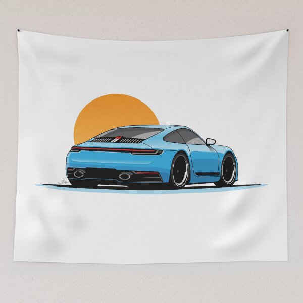 Item preview, Porsche 992 Carrera T Blue sunset Illustration  designed and sold by blackdogshop.