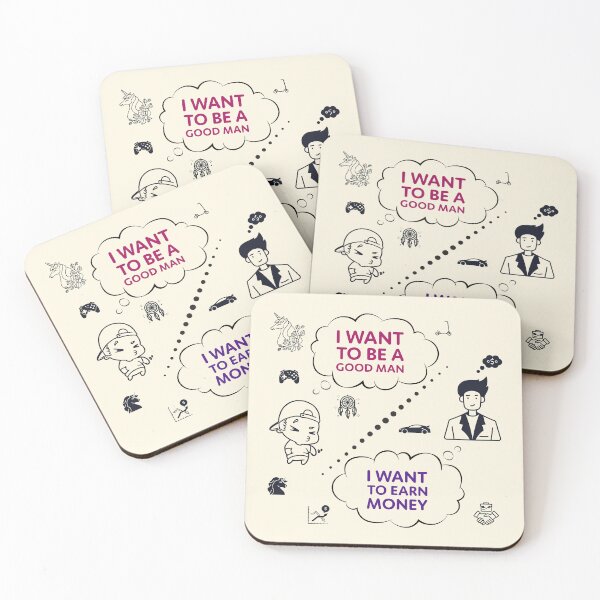 Item preview, Good Man vs Money Dilemma Modern Life Quote Art designed and sold by cabana.space.