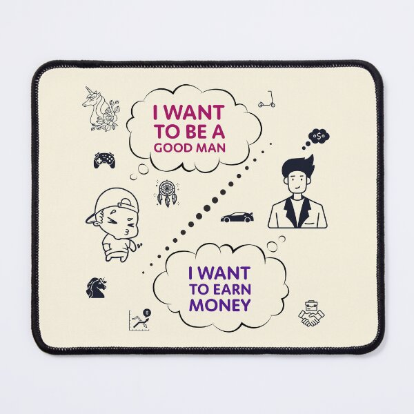 Item preview, Good Man vs Money Dilemma Modern Life Quote Art designed and sold by cabana.space.