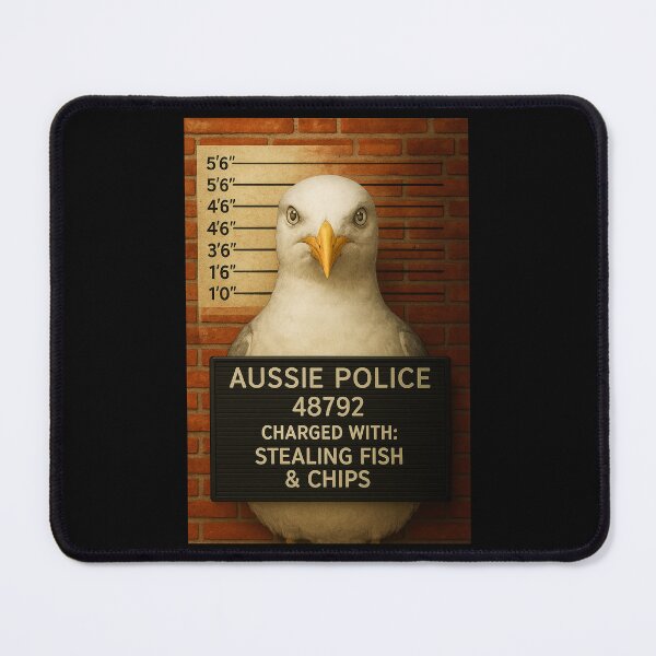 Item preview, Seagull Mugshot – Funny Aussie Wildlife Art from Outback Offenders designed and sold by Michael van der Hoorn.