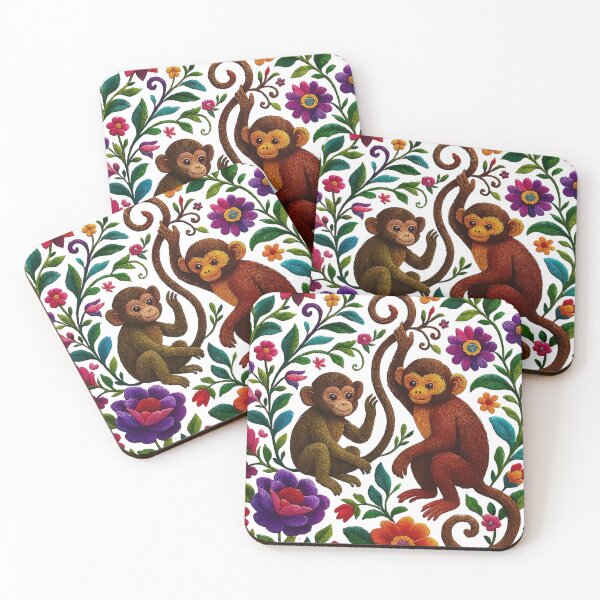 Item preview, Mexico monkey embroidery art designed and sold by edleon.