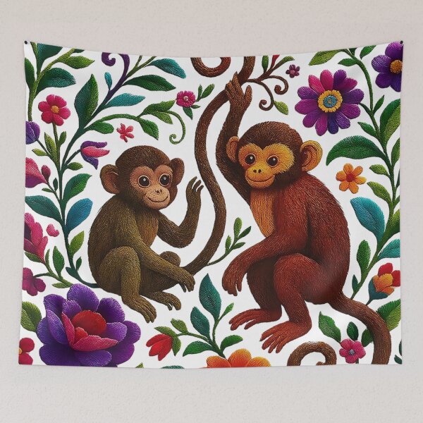 Item preview, Mexico monkey embroidery art designed and sold by edleon.