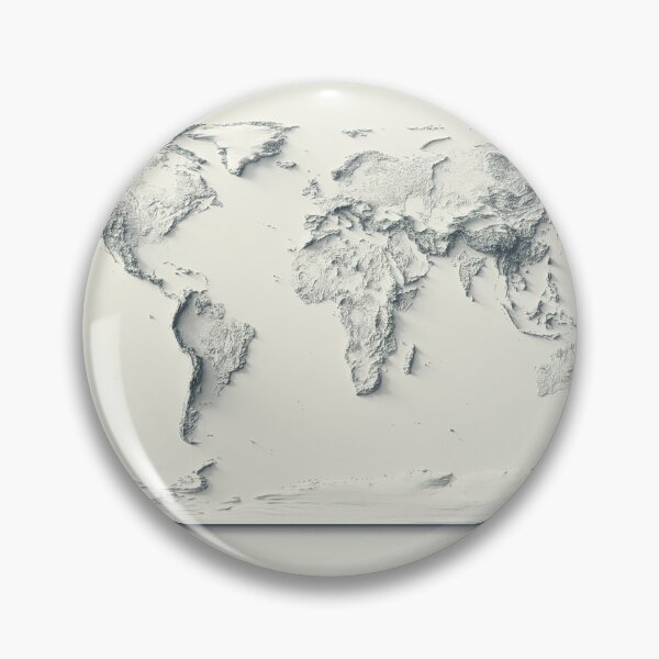 Item preview, World Map with Shaded Relief Minimalist Style – Digitally Rendered designed and sold by ThinkAboutMaps.