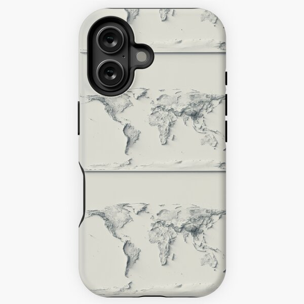 Item preview, World Map with Shaded Relief Minimalist Style – Digitally Rendered designed and sold by ThinkAboutMaps.