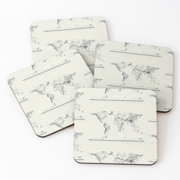 Item preview, World Map with Shaded Relief Minimalist Style – Digitally Rendered designed and sold by ThinkAboutMaps.