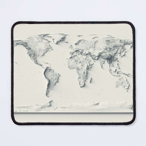 Item preview, World Map with Shaded Relief Minimalist Style – Digitally Rendered designed and sold by ThinkAboutMaps.