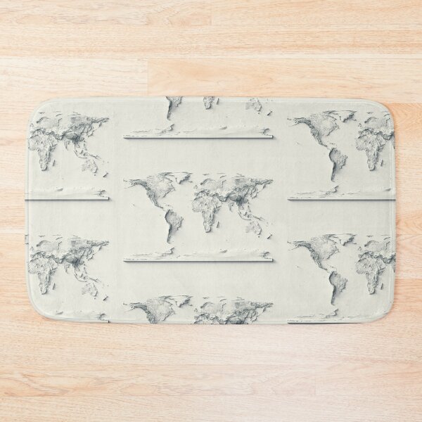 Item preview, World Map with Shaded Relief Minimalist Style – Digitally Rendered designed and sold by ThinkAboutMaps.