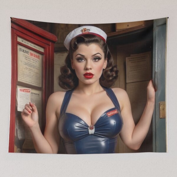 Item preview, Vintage Mail Lady Pin Up designed and sold by MissSaylor.