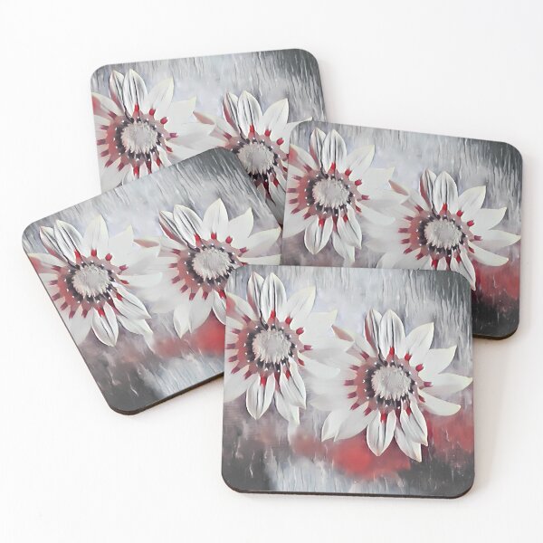 Item preview, 2 Golden Blooms ?❤️ | Elegant Yellow Flowers with Red Centers on White designed and sold by POETTICA.