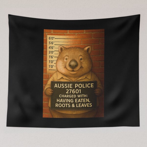 Item preview, Wombat Mugshot – Funny Aussie Animal Art from Outback Offenders designed and sold by Michael van der Hoorn.