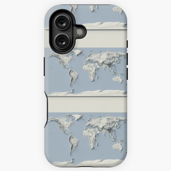 Item preview, World Map with Shaded Relief and Blue Oceans Digitally Rendered designed and sold by ThinkAboutMaps.