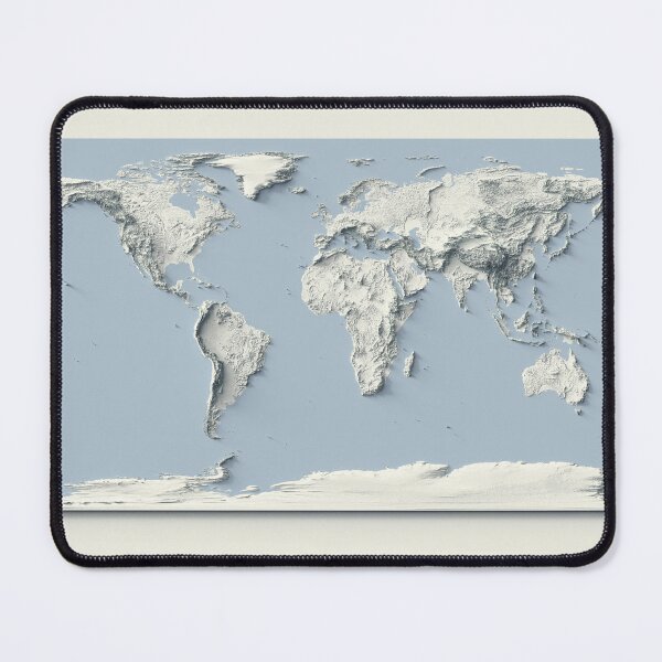 Item preview, World Map with Shaded Relief and Blue Oceans Digitally Rendered designed and sold by ThinkAboutMaps.