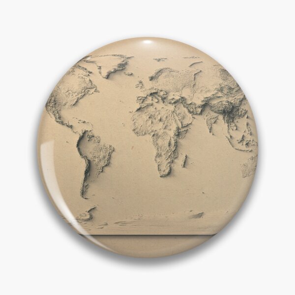 Item preview, World Map with Shaded Relief Old Style – Digitally Rendered designed and sold by ThinkAboutMaps.