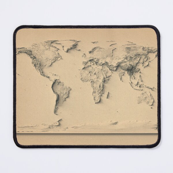 Item preview, World Map with Shaded Relief Old Style – Digitally Rendered designed and sold by ThinkAboutMaps.