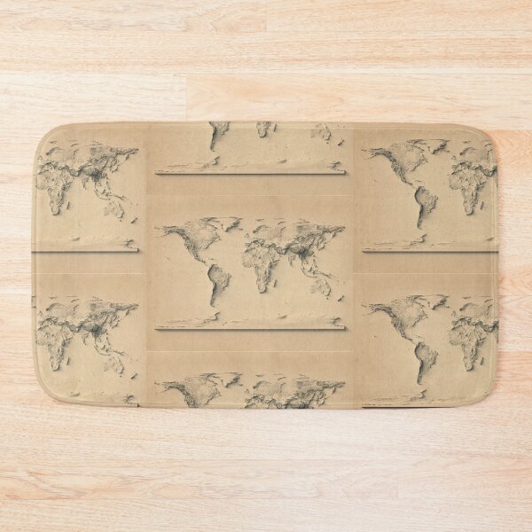 Item preview, World Map with Shaded Relief Old Style – Digitally Rendered designed and sold by ThinkAboutMaps.