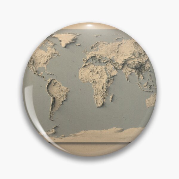 Item preview, World Map with Shaded Relief and Blue Oceans in Old Style Digitally Rendered designed and sold by ThinkAboutMaps.