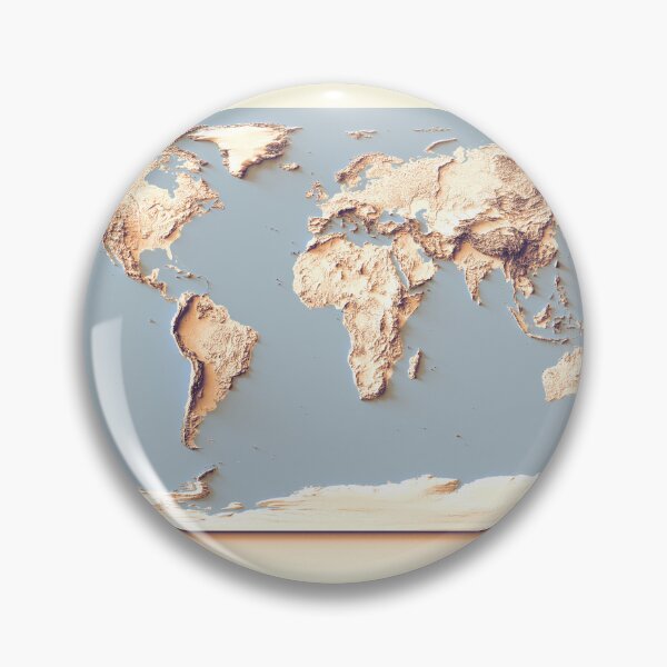 Item preview, World Map with Shaded Relief and Blue Oceans Digitally Rendered designed and sold by ThinkAboutMaps.