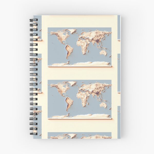 Item preview, World Map with Shaded Relief and Blue Oceans Digitally Rendered designed and sold by ThinkAboutMaps.