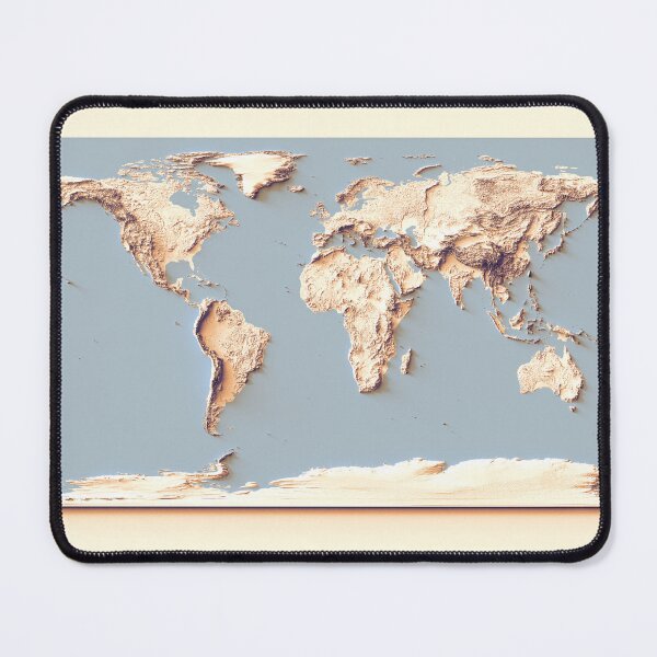 Item preview, World Map with Shaded Relief and Blue Oceans Digitally Rendered designed and sold by ThinkAboutMaps.