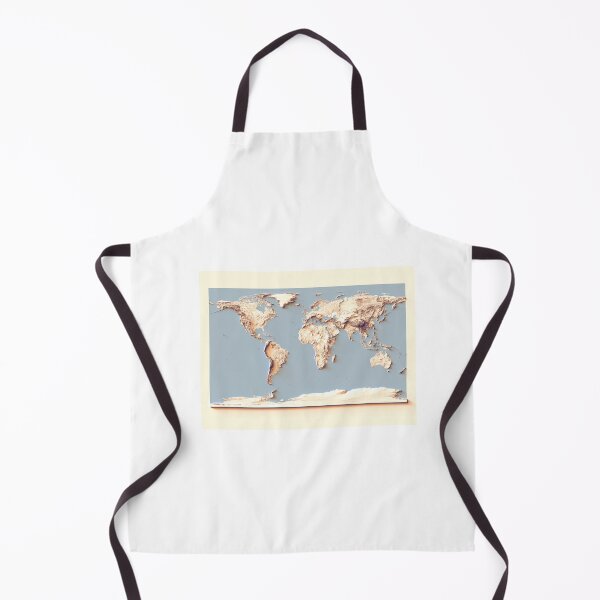 Item preview, World Map with Shaded Relief and Blue Oceans Digitally Rendered designed and sold by ThinkAboutMaps.