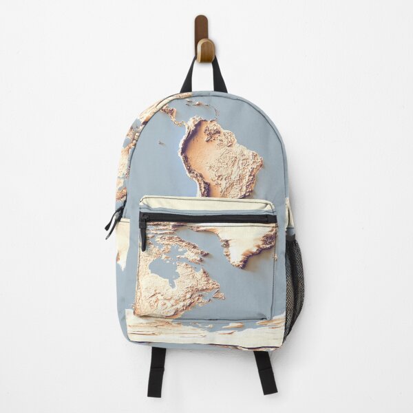 Item preview, World Map with Shaded Relief and Blue Oceans Digitally Rendered designed and sold by ThinkAboutMaps.
