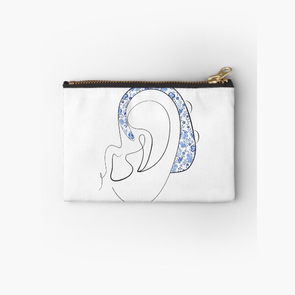Item preview, Hearing Aid Line Art with Blue Flower Illustration designed and sold by spooniecentral.