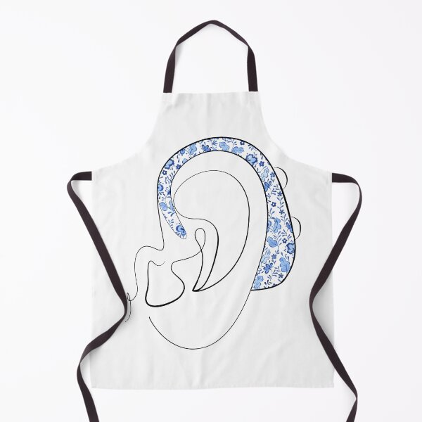 Item preview, Hearing Aid Line Art with Blue Flower Illustration designed and sold by spooniecentral.