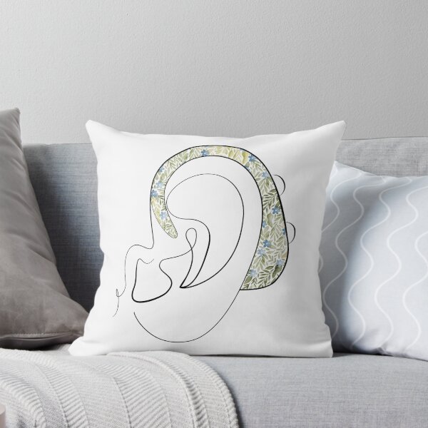 Item preview, Hearing Aid Line Art with Green Leaves Illustration designed and sold by spooniecentral.