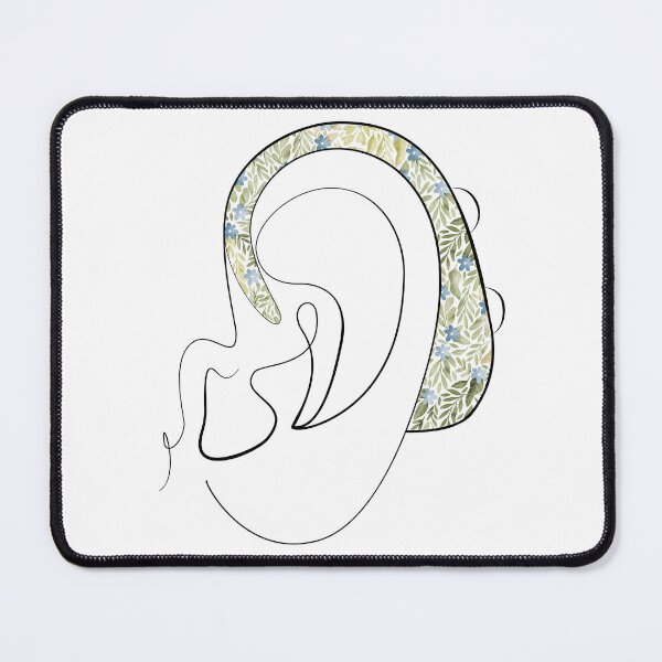 Item preview, Hearing Aid Line Art with Green Leaves Illustration designed and sold by spooniecentral.