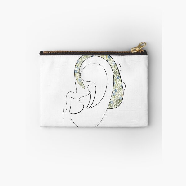 Item preview, Hearing Aid Line Art with Green Leaves Illustration designed and sold by spooniecentral.