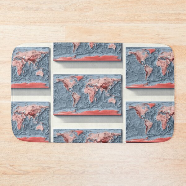 Item preview, Bathymetrical World Map with Shaded Relief Digitally Rendered designed and sold by ThinkAboutMaps.