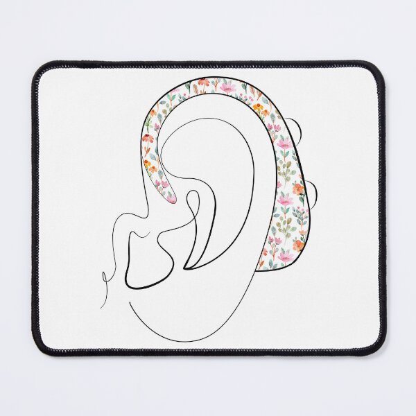 Item preview, Hearing Aid Line Art with Pink Flower Illustration designed and sold by spooniecentral.