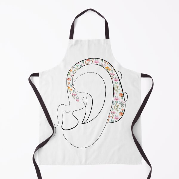Item preview, Hearing Aid Line Art with Pink Flower Illustration designed and sold by spooniecentral.