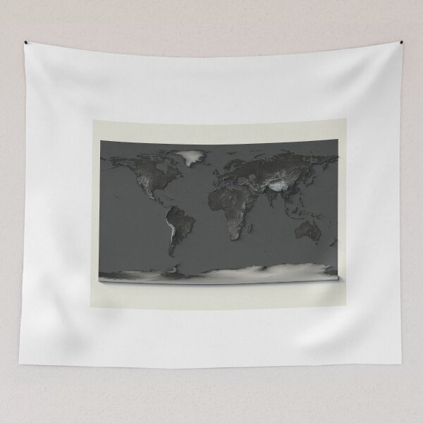 Item preview, World Map with Shaded Relief and Dark Oceans Tone Digitally Rendered designed and sold by ThinkAboutMaps.