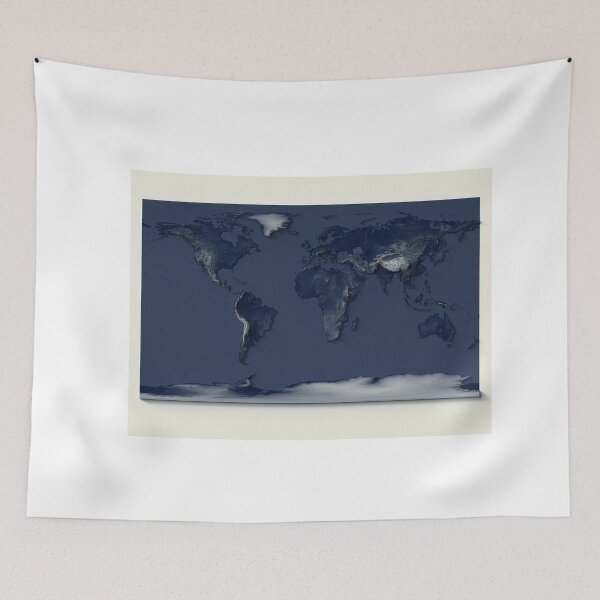 Item preview, World Map with Shaded Relief and Dark Oceans Tone Digitally Rendered designed and sold by ThinkAboutMaps.