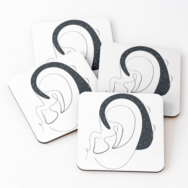 Item preview, Hearing Aid Line Art with Gold Constellations Illustration designed and sold by spooniecentral.